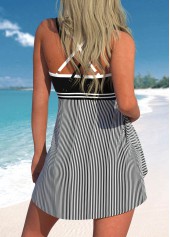 Criss Cross Striped Black Swimdress Top-No Bottom | picture 2