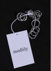 Silver Round Rhinestone Detail Alloy Ring Set | thumb picture 