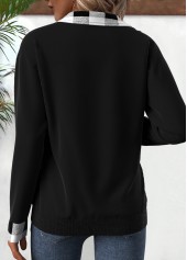 Plus Size Black Patchwork Plaid Long Sleeve Sweatshirt | thumb picture 