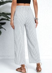 White Pocket Striped Button Fly High Waisted Pants | thumb picture 