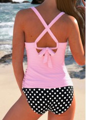 Surplice Polka Dot Pink Tankini Set | thumb picture 