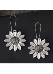 Silvery White Alloy Sunflower Design Earrings | thumb picture 