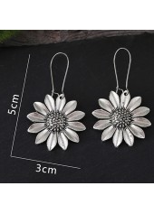 Silvery White Alloy Sunflower Design Earrings | thumb picture 