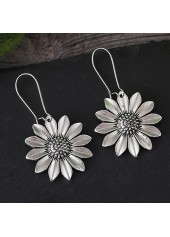 Silvery White Alloy Sunflower Design Earrings | thumb picture 