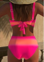 Ruched Ombre Hot Pink Bikini Set