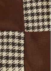 Dark Coffee Patchwork Plaid Long Sleeve Round Neck Sweatshirt | thumb picture 