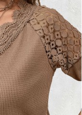 Dark Camel Embroidery Long Sleeve V Neck T Shirt | thumb picture 