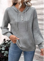 Dark Grey Patchwork Long Sleeve Hooded Sweater | thumb picture 