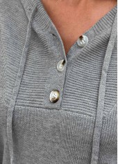 Dark Grey Patchwork Long Sleeve Hooded Sweater | thumb picture 