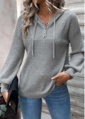 Dark Grey Patchwork Long Sleeve Hooded Sweater