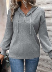 Dark Grey Patchwork Long Sleeve Hooded Sweater | thumb picture 