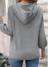 Dark Grey Patchwork Long Sleeve Hooded Sweater | thumb picture 