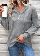 Dark Grey Patchwork Long Sleeve Hooded Sweater | thumb picture 