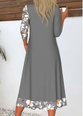 Dark Grey Patchwork Floral Print A Line Dress | thumb picture 