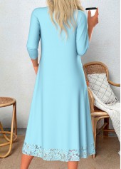 Light Blue Patchwork A Line 3/4 Sleeve Dress | thumb picture 
