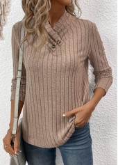 Gray Brown Surplice Long Sleeve T Shirt | thumb picture 