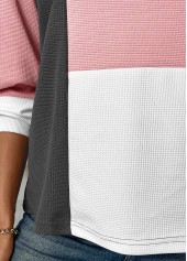 Light Pink Patchwork Long Sleeve Round Neck Sweatshirt | thumb picture 