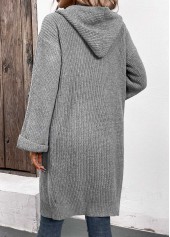 Grey Button Long Sleeve V Neck Cardigan | thumb picture 