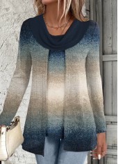 Multi Color Fake 2in1 Ombre Long Sleeve Sweatshirt | thumb picture 