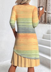 Yellow Patchwork Ombre A Line Long Sleeve Dress | thumb picture 