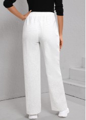 Light Grey Patchwork Elastic Waist High Waisted Pants