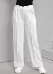 Light Grey Patchwork Elastic Waist High Waisted Pants