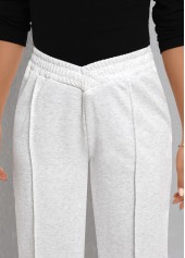 Light Grey Patchwork Elastic Waist High Waisted Pants