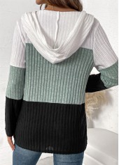 Patchwork Long Sleeve Contrast Color Hoodie | thumb picture 