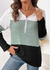 Patchwork Long Sleeve Contrast Color Hoodie | thumb picture 