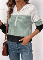 Patchwork Long Sleeve Contrast Color Hoodie | thumb picture 