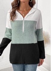 Patchwork Long Sleeve Contrast Color Hoodie | thumb picture 