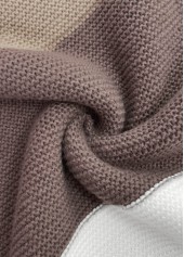 Dark Coffee Patchwork Long Sleeve Round Neck Sweater | thumb picture 