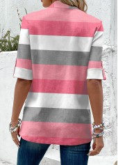 Pink Fake 2in1 Striped Half Sleeve T Shirt | thumb picture 