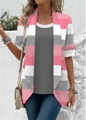 Pink Fake 2in1 Striped Half Sleeve T Shirt | thumb picture 