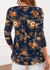 Navy Lace Pumpkin Print Long Sleeve T Shirt | thumb picture 