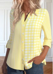 Light Yellow Patchwork Striped Long Sleeve Shirt | thumb picture 