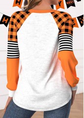 Halloween Orange Patchwork Long Sleeve Round Neck Sweatshirt | thumb picture 