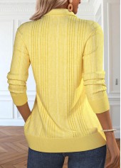 Light Yellow Zipper Long Sleeve Turn Down Collar Sweatshirt | thumb picture 