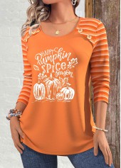 Terracotta Patchwork Halloween Print Long Sleeve T Shirt | thumb picture 