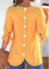 Orange Bowknot Half Sleeve Round Neck T Shirt