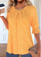 Orange Bowknot Half Sleeve Round Neck T Shirt | thumb picture 