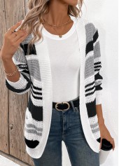Black Pocket Patchwork Long Sleeve Cardigan | thumb picture 
