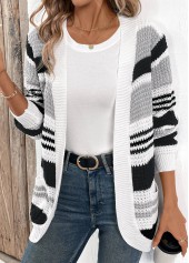 Black Pocket Patchwork Long Sleeve Cardigan | thumb picture 