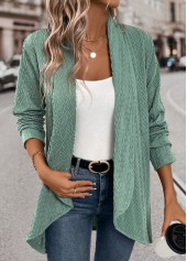 Green Jacquard Long Sleeve Light Cardigan