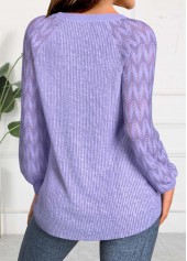 Light Purple Lace Long Sleeve Round Neck Sweatshirt | thumb picture 