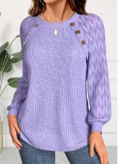 Light Purple Lace Long Sleeve Round Neck Sweatshirt | thumb picture 
