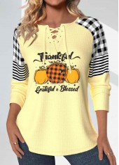 Halloween Light Yellow Split Long Sleeve T Shirt