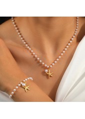 Golden Round Alloy Necklace and Bracelet