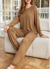Dark Camel Long Sleeve Lounge Top and Pants