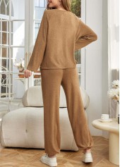 Dark Camel Long Sleeve Lounge Top and Pants | thumb picture 